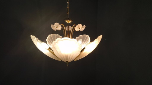 Lustre vintage italien en verre et laiton, années 1970 – kroonluchters, Glass, Brass (photo 2 of 15)