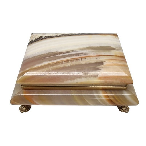 Boîte à bijoux vintage italienne en marbre onyx