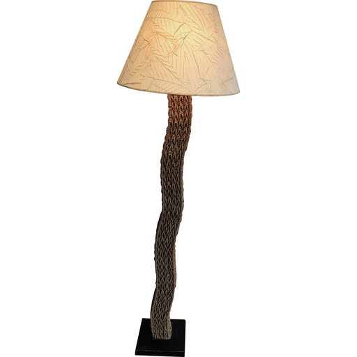 Lampadaire vintage en corde sur base métallique, 1980