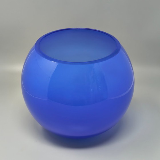 Image 1 of 1970s Mid-Century Blue Vase by Ind. Vetraria Valdarnese. Made in Italy