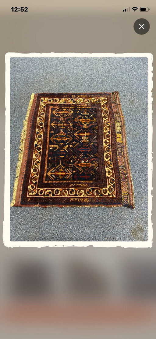 Tapis vintage afghan Baluchi en laine à motifs géométriques tribaux – vloerkleden en tapijten, Wool