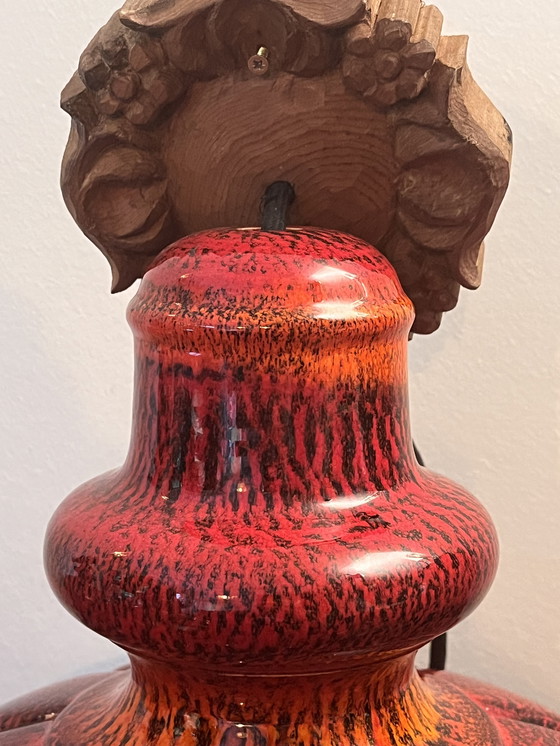 Image 1 of 3 lámparas colgantes de cerámica roja, cerámica de Alemania Occidental, años 60/70