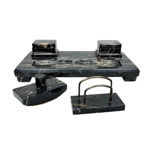 Art Deco directiebureauset, Italiaans Portoro-marmer, jaren 1930, goede staat.