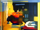 Litografía de arte abstracto de Roland Bierge (1922-1991)