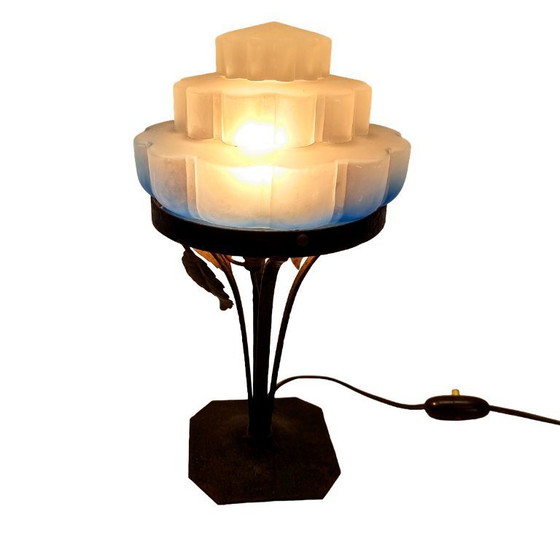 Image 1 of Lampada francese Art Déco con paralume blu