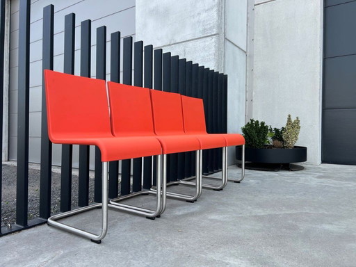 4x sedie Vitra Van Severen .05 rosso papavero