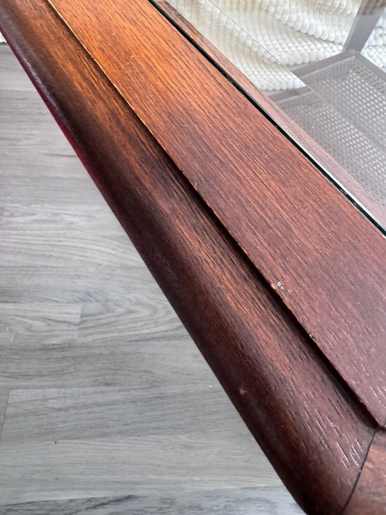 LOTUS tavolino da caffè in ciliegio ottagonale piano vetro e canna intrecciata, Tavolini da caffè, Legno (foto 11 di 12)