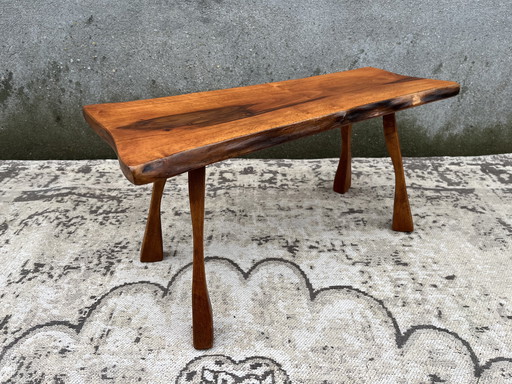 Table d'appoint vintage brutaliste en forme de tronc d'arbre