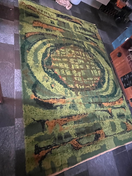 Image 1 of 1 x Desso Psychedelic Großtapete aus den 1970er Jahren (2 x 3 m) in Grün-Orange