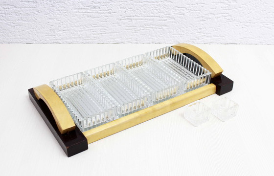 Image 1 of Plateau Miroir Art Déco Avec 6 Ramequins