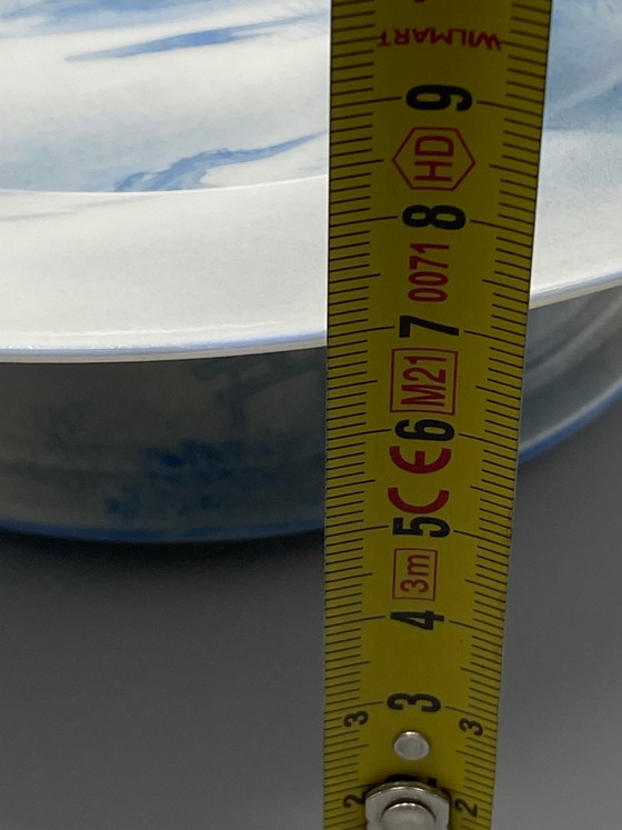 Coupe sur pied en porcelaine japonaise de l'ère Meiji - Paysage du mont Fuji bleu et blanc – Objets déco (photo 7 of 7)