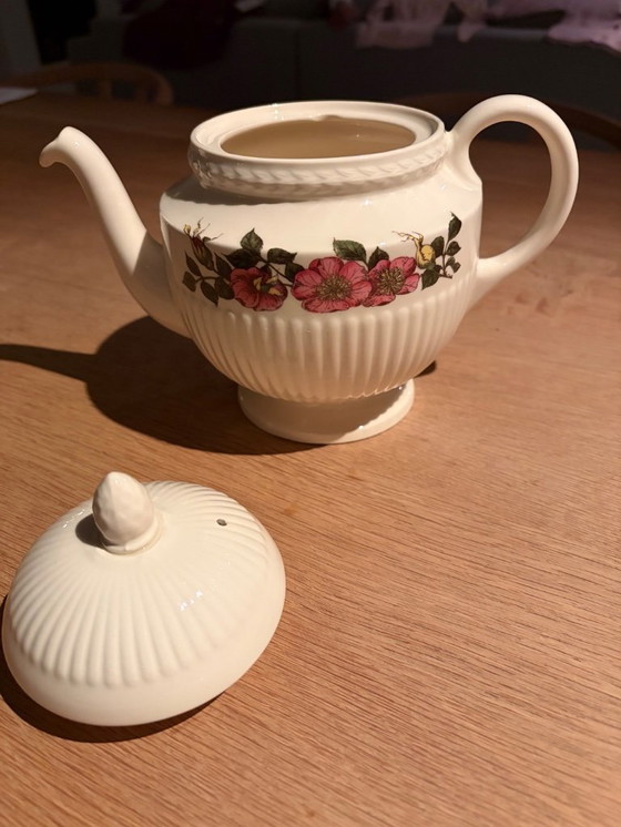 Image 1 of Wedgwood Biar Rose Teapot, espresso cups and egg cup