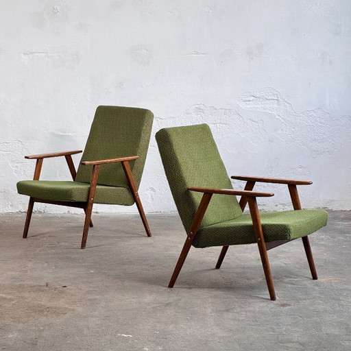 Coppia di poltrone verdi Mid-Century di Tatra Nábytok, anni '60