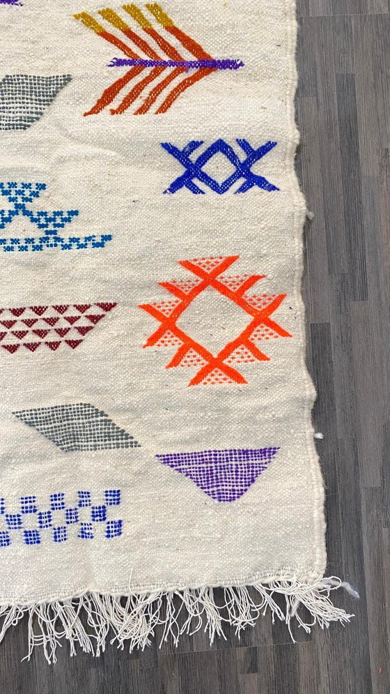 Image 1 of Authentischer handgewebter Berber-Kilim-Teppich - 150x100cm - Bunte marokkanische Kunst
