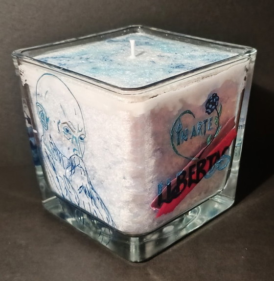 Himalayas · Collectible 1/1 Hand-Painted Functional Candle · Inspired by Nicholas Roerich – Glass art, Glass (photo 4 of 13)