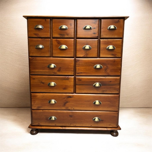 Prachtige Grenen Apothekerskast / Ladenkast – ladekasten, Wood