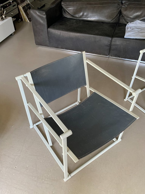 Juego de 2 sillas Cube Pastoe FM60 – Radboud van Beekum – Arnés de cuero gris – Sillones, Leather, Metal (photo 17 of 17)