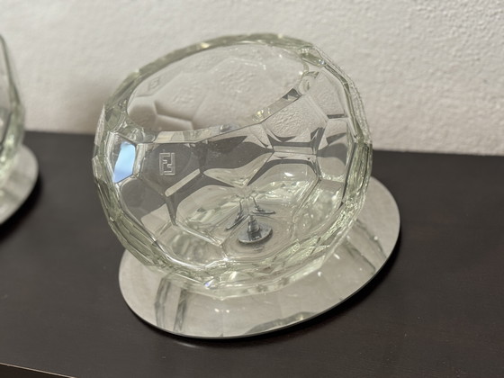 Image 1 of FENDI Casa Faceted Glass Vases – Set of Two (Large & Small)