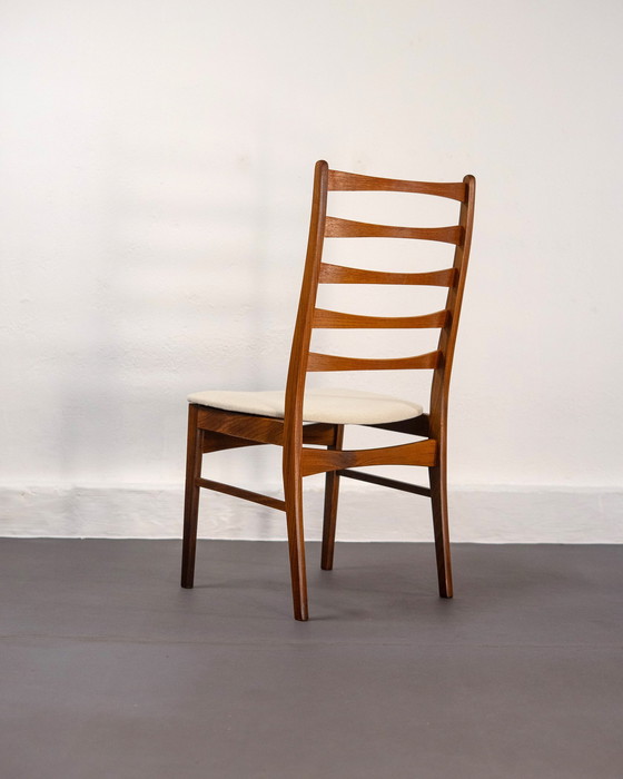 Image 1 of 6x Danish Dining Chairs made of Solid Teak and Beige Upholstery