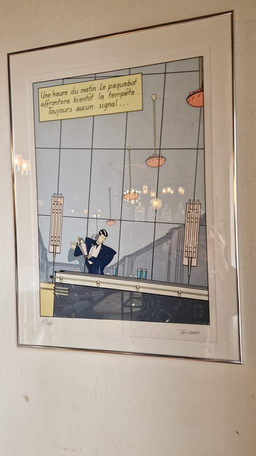 Póster vintage único, nuevo paspartú y plato de cristal.