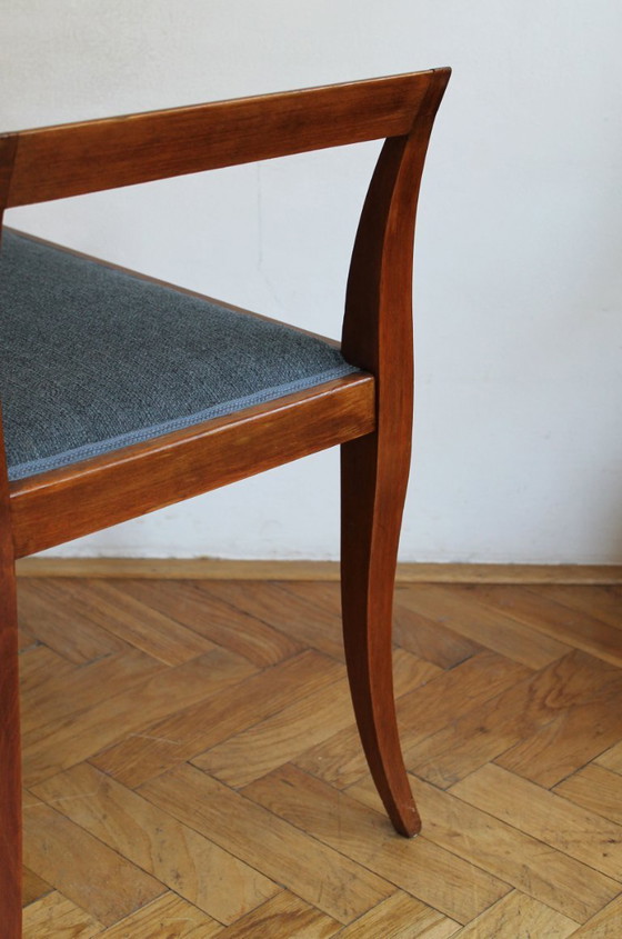 Image 1 of Tabouret sculptural Art Déco à accoudoirs incurvés, vers 1920