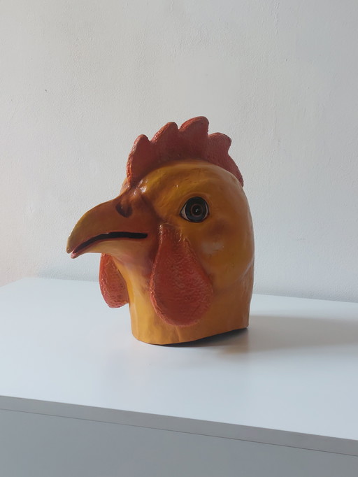 vieux masque de théâtre, accessoire en papier mâché pour enfants, poulet