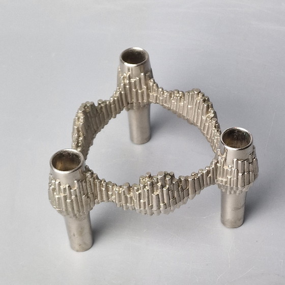 Image 1 of Set Van 5 Modulaire Vintage Kandelaars, Quist Nagel (Variomaster), West Duitsland, Kleur: Nikkel