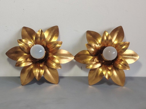 Wandlampen in Hollywood Regency-stijl uit de jaren 70.