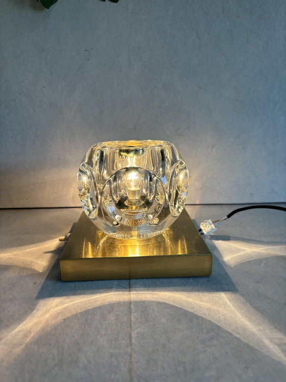 Image 1 of Lampada da tavolo o da parete vintage Peill & Putzler "Ice Cube" in cristallo.