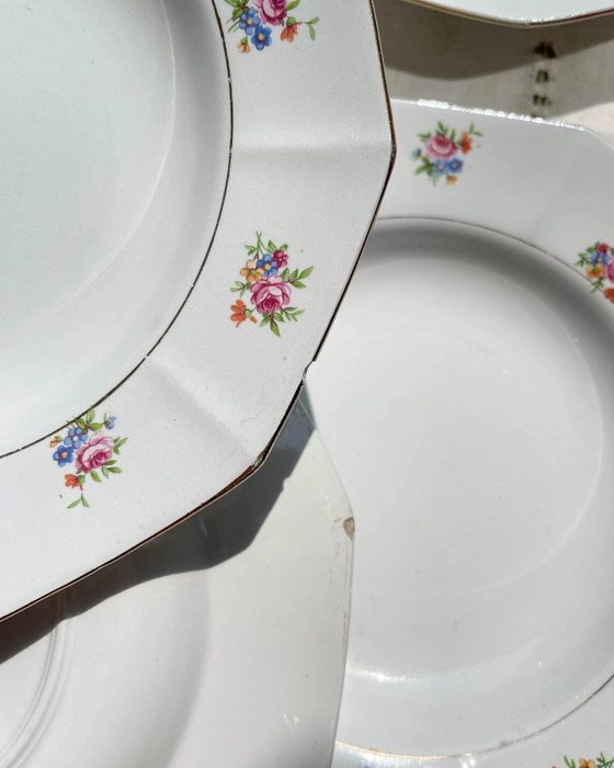 5 Piatti Fondi Vintage SALINS in Porcellana Opaca con Motivo Floreale – Stoviglie (photo 10 of 19)