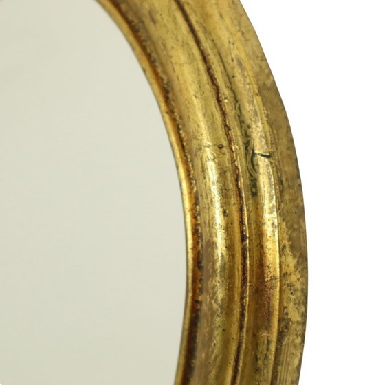 Image 1 of Specchio con decorazioni a cresta francese e foglia d'oro, 48 cm