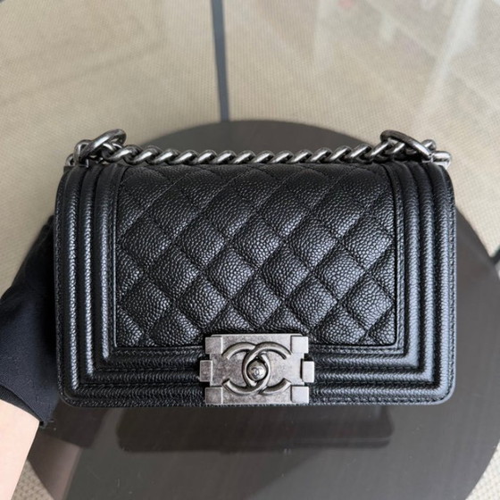 Image 1 of Chanel Boy Small - Caviar 20CM Quilted Black Ruthenium Silver Hardware Series 23