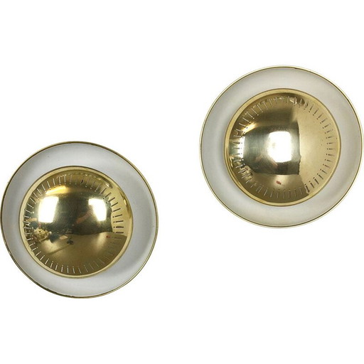 Par de apliques vintage Stilnovo en metal y latón, Italia 1950