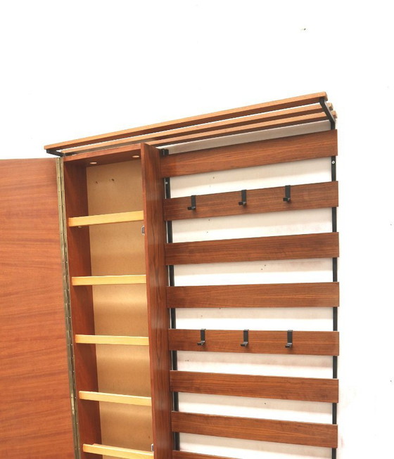 Image 1 of Vintage hallway closet with coat rack and shoe cabinet from the 1960s