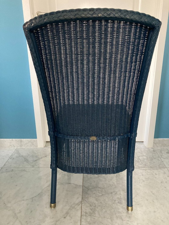 Image 1 of 4x dunkelblaue originale Lloyd Loom Esszimmerstühle
