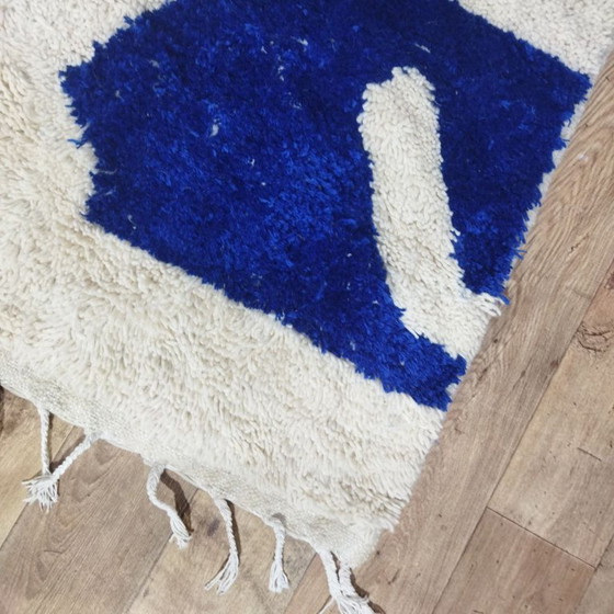 Image 1 of Abstract Blue Moroccan Rug – Abstract Blue Berber Carpet | 300 × 200 cm