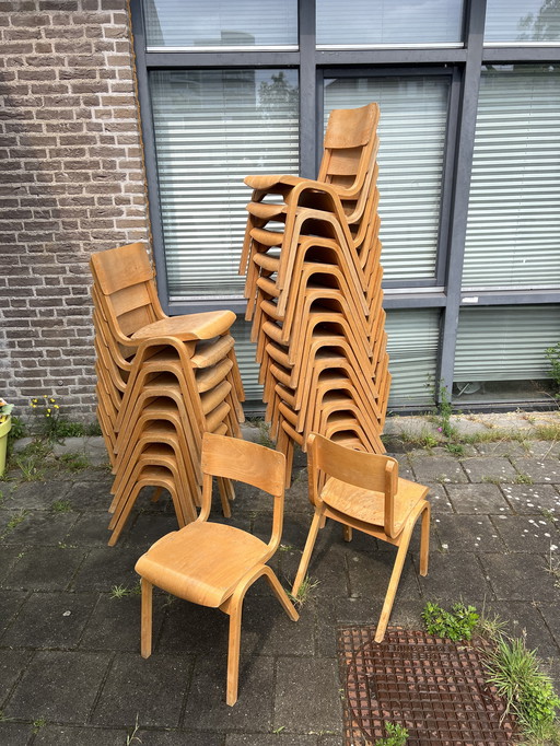 50x chaise empilable vintage en contreplaqué '60