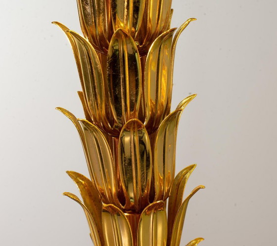 Image 1 of Italian Golden Palm Tree Floor Lamp with Three Sparkling Branches