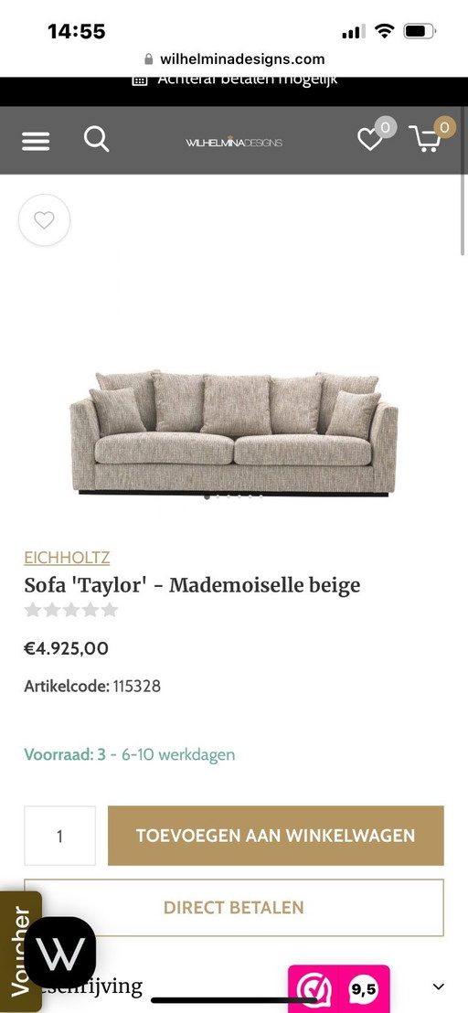 Eichholtz Bank En Fauteuil