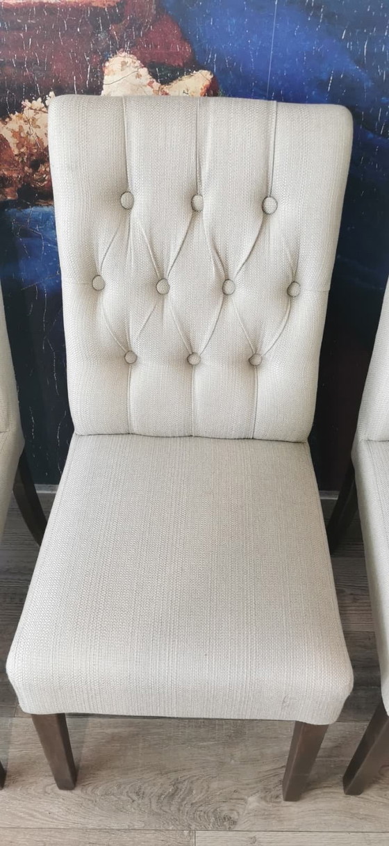 Image 1 of 6 beige stoelen/ 6 beige chairs