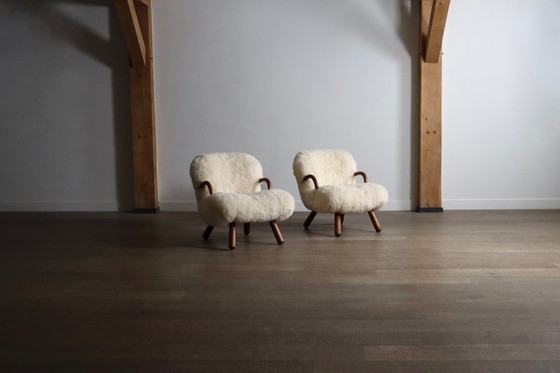 Image 1 of Coppia di sedie Clam, prima edizione, di Arnold Madsen per Madsen & Schubell, Danimarca, 1944