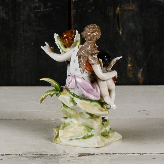 Scultura Capodimonte, Dama con Putti Musicali, Scena Bucolica – Sculture, Porcellana, Klassiek (photo 5 of 9)