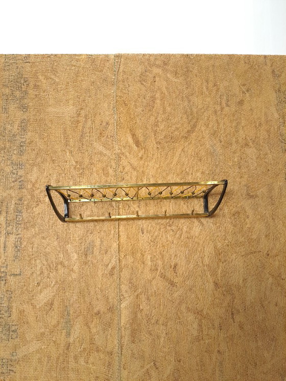 Image 1 of Porte-manteau des années 1950 avec crochets en laiton et noir, n° 19