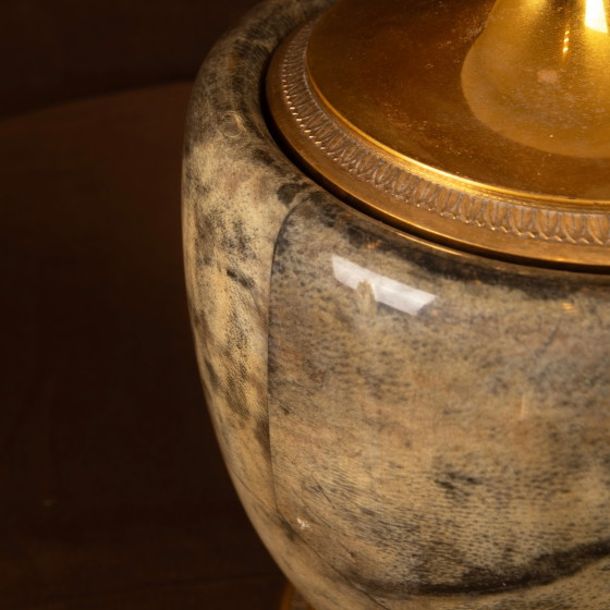 Macabo Grijs Perkament & Messing Thermos Glacette, Cusano Milanino, Italië 1950 – Serveerwagens, Wood, Glass (photo 16 of 17)