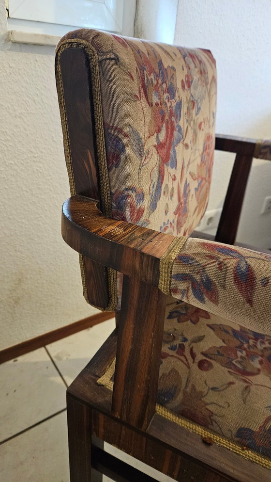 Image 1 of Scrivania Art Déco indipendente con sedia, ebano Makassar