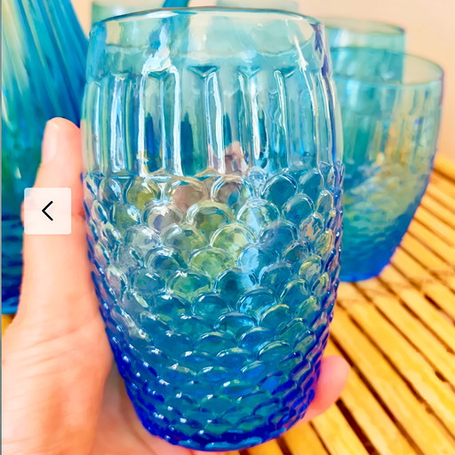 Beautiful Rare Art Deco Orangeade Service: Serving Jug + 4 Lemonade Glasses