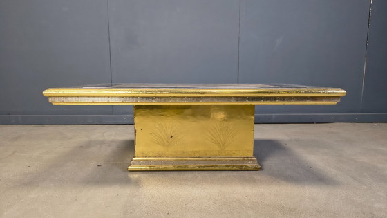 Image 1 of Gony Nava etched brass coffee table, 1970s