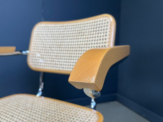 Image 1 of Set van 4 stapelbare vintage fauteuils in Marcel Breuer-stijl, gemaakt in Italië, jaren 70.