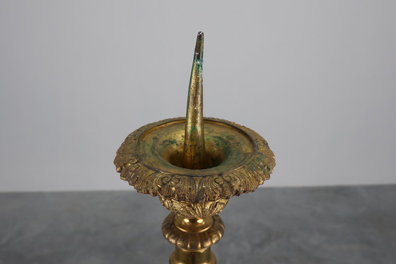 Image 1 of Grande portacandele da chiesa in bronzo e rame del XVIII secolo, Francia