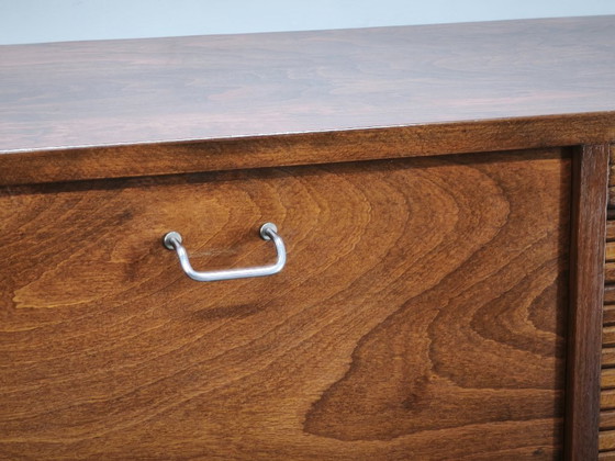 1960s Danish Modern Beech Wood Bar Cabinet with Tambour Door, Chest of drawers, Brown (photo 11 of 16)